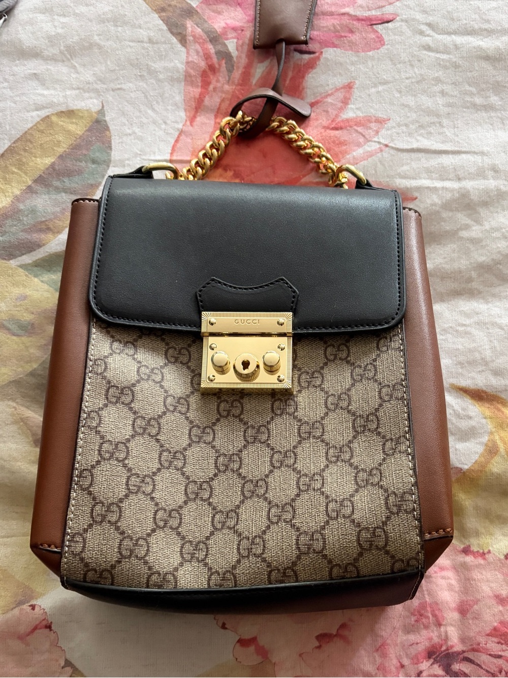 Classic Brown Leather Tote Bag with Gold Hardware